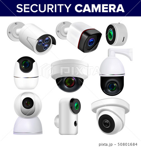 Video Surveillance Security Cameras Set Vector 50801684