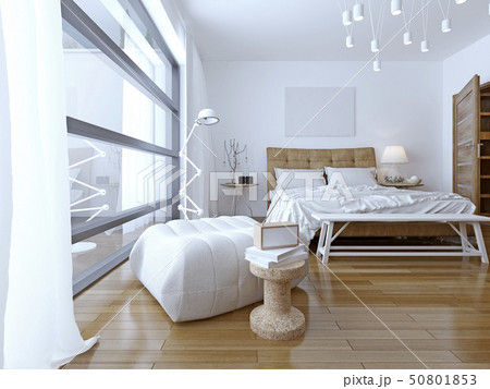 Bedroom with white walls in modern style 50801853