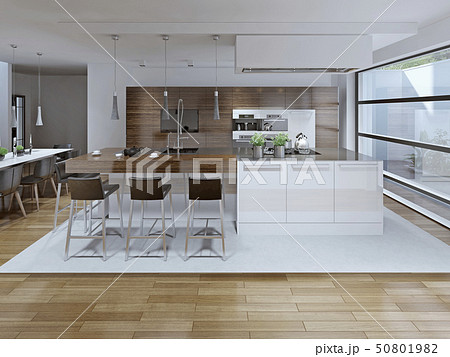 Interior View Of Luxury Kitchen And Dining Room 50801982