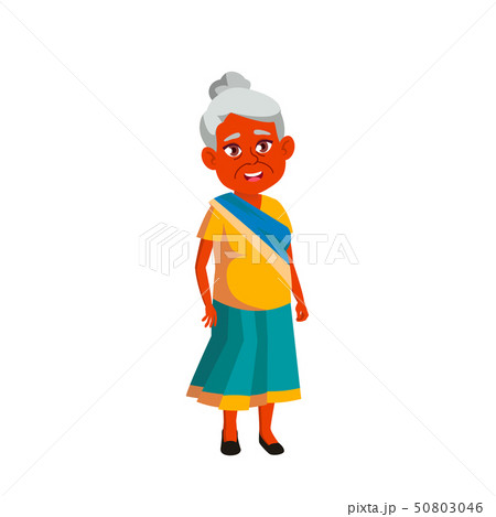 Indian Old Woman Vector. Elderly People. Senior Person. Isolated Cartoon Illustration Indian Old Woman Vector. Elderly People. Senior Person. Isolated Cartoon Illustration 50803046