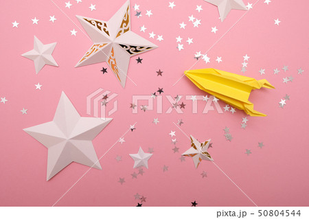Stars cut from paper with sequins in the star 50804544