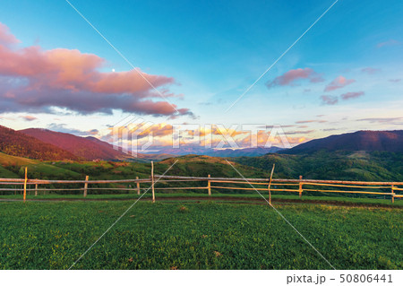 beautiful rural area in mountains at sunset beautiful rural area in mountains at sunset 50806441