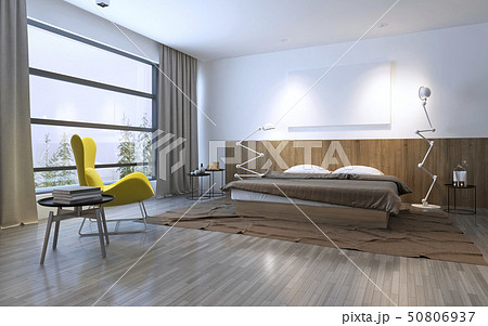 Interior of a hotel bedroom in the morning Interior of a hotel bedroom in the morning 50806937