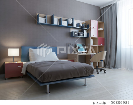 Minimalist wall system in modern bedroom 50806985