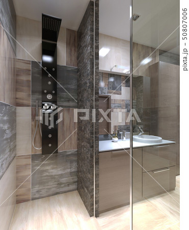 Minimalist shower separated from bathroom 50807006