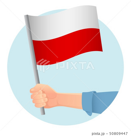 Poland flag in hand icon 50809447