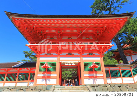 【島根県】晴天下の日御碕神社　楼門 50809701