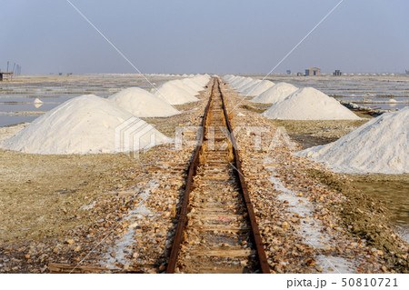 Heaps of salt along old narrow gauge railway  50810721