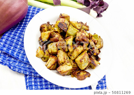 Eggplant fried on board Eggplant fried on board 50811269