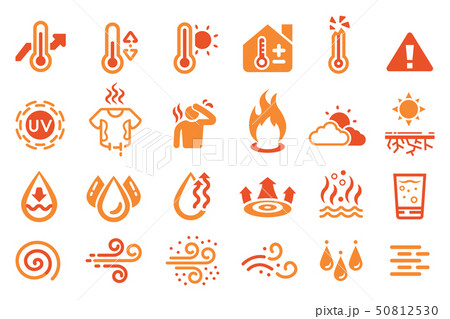 Hot temperature reaction icon. heat weather 50812530