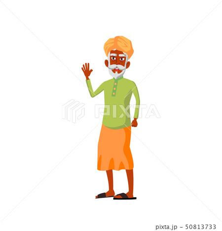 Indian Old Man Vector. Elderly People. Senior Person. Isolated Cartoon Illustration 50813733