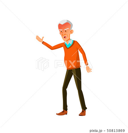 Asian Old Man Vector. Elderly People. Senior Person. Isolated Cartoon Illustration 50813869