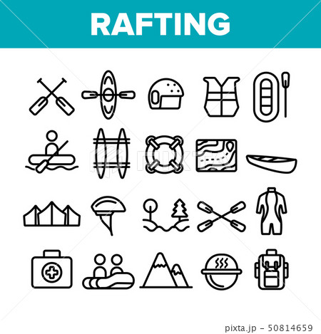 Rafting Trip, Sport Linear Vector Icons Set Rafting Trip, Sport Linear Vector Icons Set 50814659