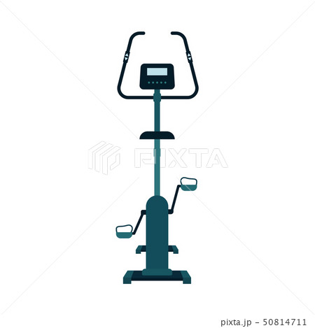 Front view of exercise bike with electronic screen monitor flat cartoon style 50814711