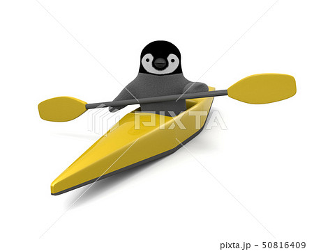 カヌーとペンギンのイラスト素材