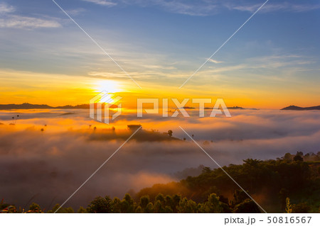 Beautiful Sunrise and the mist at thailand Beautiful Sunrise and the mist at thailand 50816567