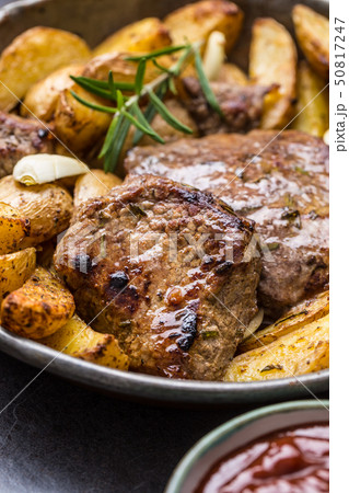 Beef grilled steaks with barbecue sauce roasted Beef grilled steaks with barbecue sauce roasted 50817247