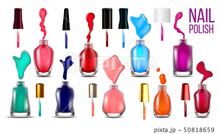 Collection Bottles With Nail Polish Set Vector 50818659