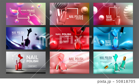 Multicolored Nail Polish Bottle Banner Set Vector 50818705