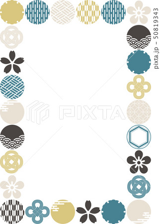 和柄の丸のフレームのイラスト素材