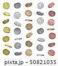 Coins of dollar, euro, pound, yen and bitcoin 50821035