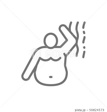 Stink of a fat man, bad smell, obesity line icon. 50824573