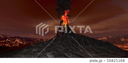 火山 噴火 噴火口のイラスト素材