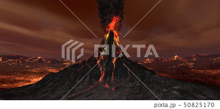 火山 噴火 噴火口のイラスト素材