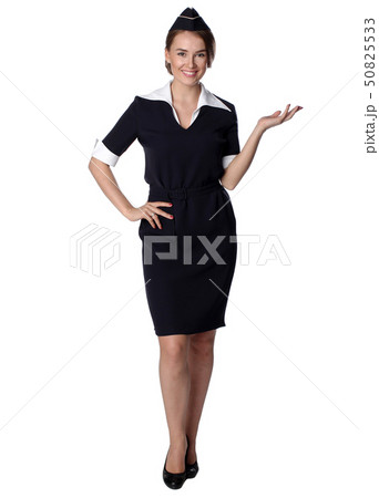Air hostess in blue uniform. Air hostess in blue uniform. 50825533