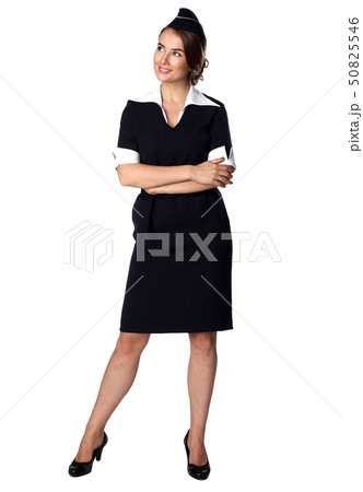 Air hostess in blue uniform. Air hostess in blue uniform. 50825546