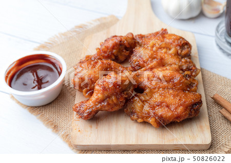 Hot and spicy Korean barbeque fried chicken on Hot and spicy Korean barbeque fried chicken on 50826022