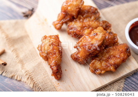 Hot and spicy Korean barbeque fried chicken on Hot and spicy Korean barbeque fried chicken on 50826043
