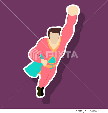 Superhero cartoon icon with superman on background isolated sticker illustration Superhero cartoon icon with superman on background isolated sticker illustration 50826329