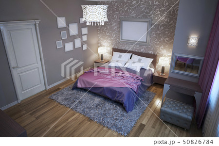 Avantgarde bedroom in grey color trend 50826784