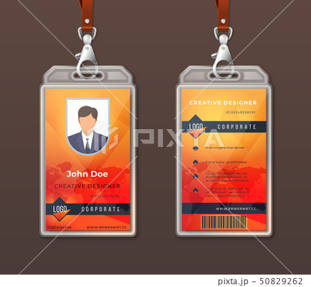 ID card corporate identity. Employee access badge design template, office identification tag layout 50829262