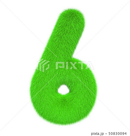 Colored, fluffy, hairy number 6. 3D rendering 50830094