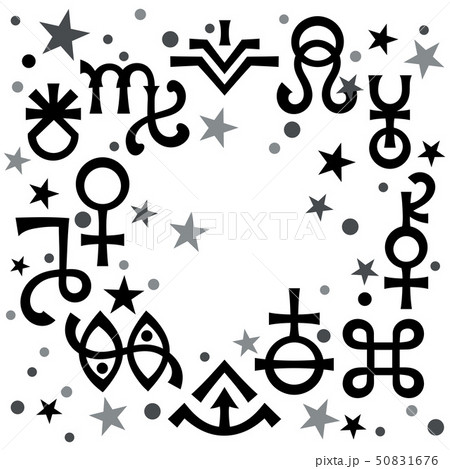 Astrological diadem (astrological signs and occult mystical symbols), celestial pattern background Astrological diadem (astrological signs and occult mystical symbols), celestial pattern background 50831676