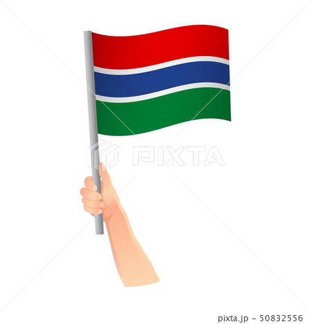 Gambia flag in hand icon 50832556