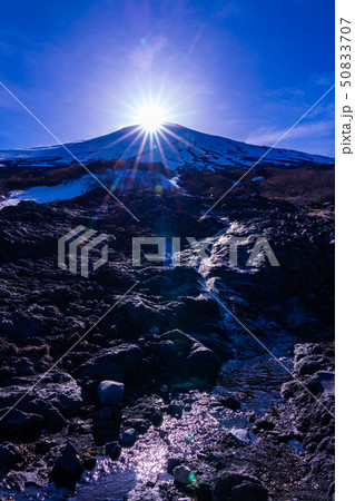（静岡県）富士山　まぼろしの滝　ダイヤモンド富士 50833707