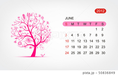 Vector calendar 2012, june. Art tree design 50836849