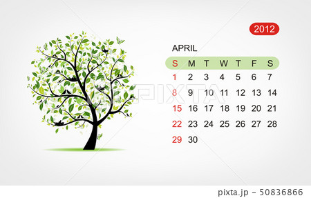 Vector calendar 2012, april. Art tree design 50836866