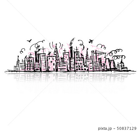Industrial cityscape, sketch drawing for your design 50837129