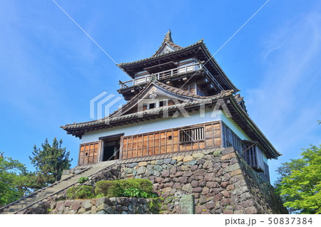 【福井県】晴天下の新緑の丸岡城 50837384