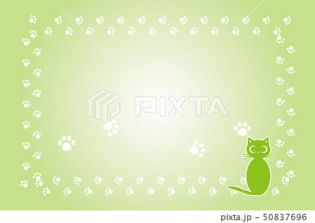 背景イラスト 猫の足跡 肉球 可愛い ペットショップ 宣伝広告 フリー素材 フレーム コピースペースのイラスト素材 50837696 Pixta
