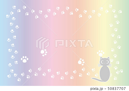 背景素材 猫の足跡 肉球 子猫 動物 可愛い イラスト 動物病院 ペットショップ 宣伝広告 無料素材のイラスト素材 50837707 Pixta