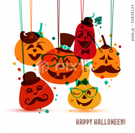 Halloween background of cheerful pumpkins. Halloween background of cheerful pumpkins. 50838134