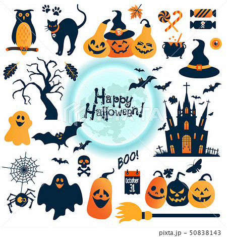 Halloween icons set. Vector Design elements. 50838143