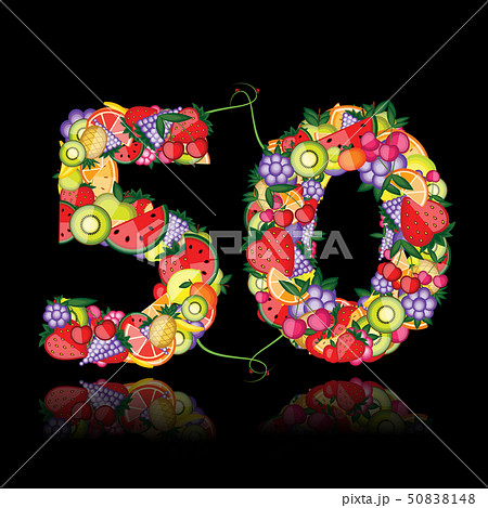 Number fifty made from fruits.  50838148
