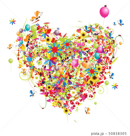 Happy holiday, funny heart shape with ballons  50838305