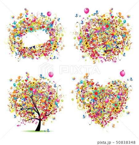 Holiday style - tree, frame, bouquet, heart for your design 50838348